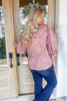 Jessica Floral Print 3/4 Sleeve V Neck Bow Detail Top - Be You Boutique