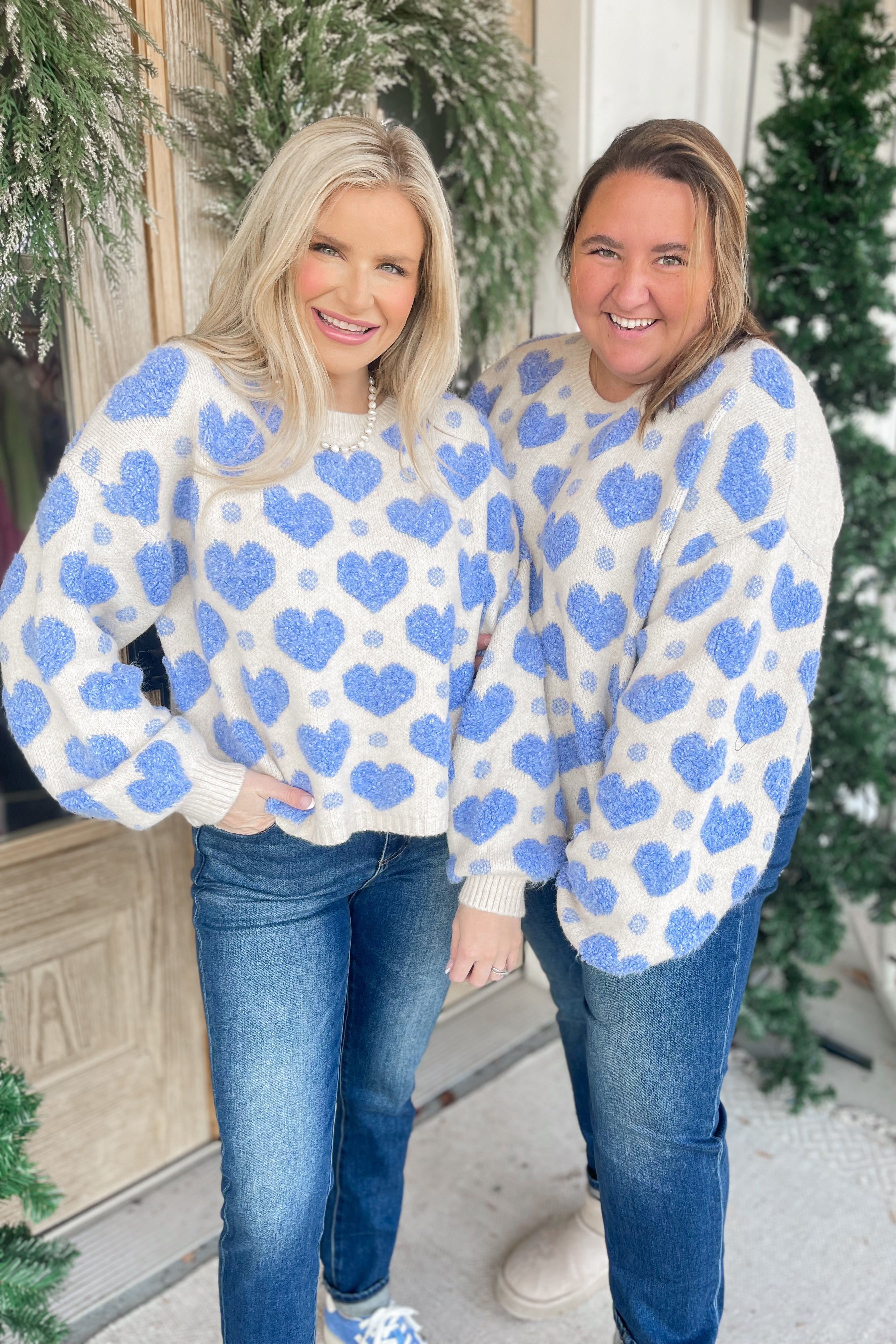 Rosie Textured Heart Pattern Loose Fit Sweaters - Be You Boutique