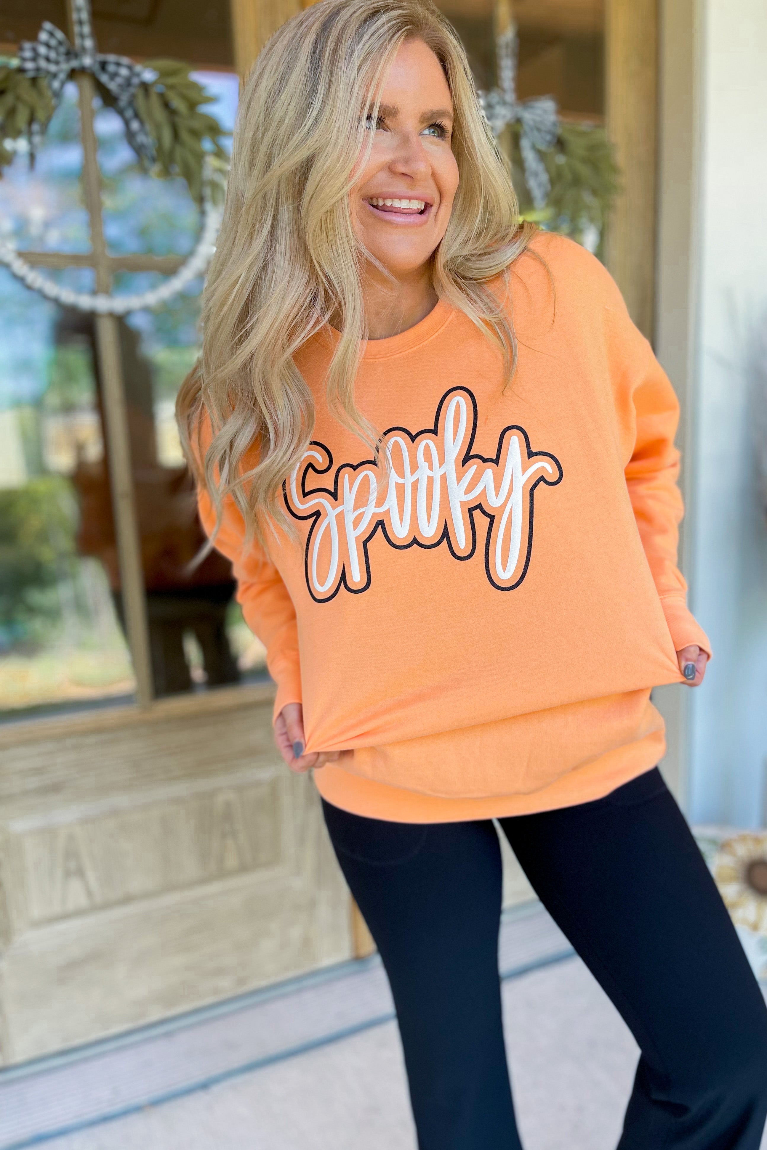 "Spooky" Double Long Sleeve Graphic Sweatshirt - Be You Boutique