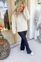 Benny Mineral Washed Button Down Henley Sweatshirt Top - Be You Boutique