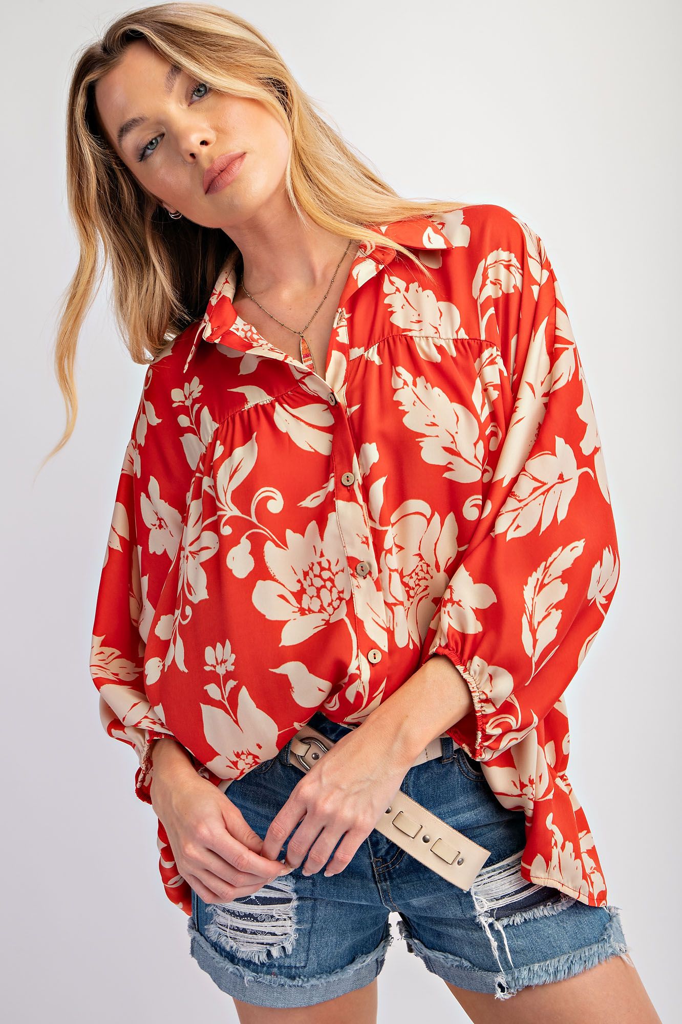 Gentry Printed Mirabelle Satin Long Sleeve Blouse - Be You Boutique