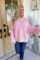 Jill Long Sleeve Knit Front button Sweater - Be You Boutique