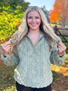 Carrie Fuzzy Fleece Cozy Cable Half Zip Top (3 colors) [S~3X] - Be You Boutique