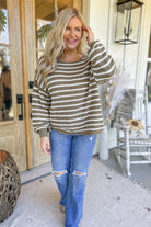 Sylvia Round Neck Long Sleeve Striped Knit Top - Be You Boutique