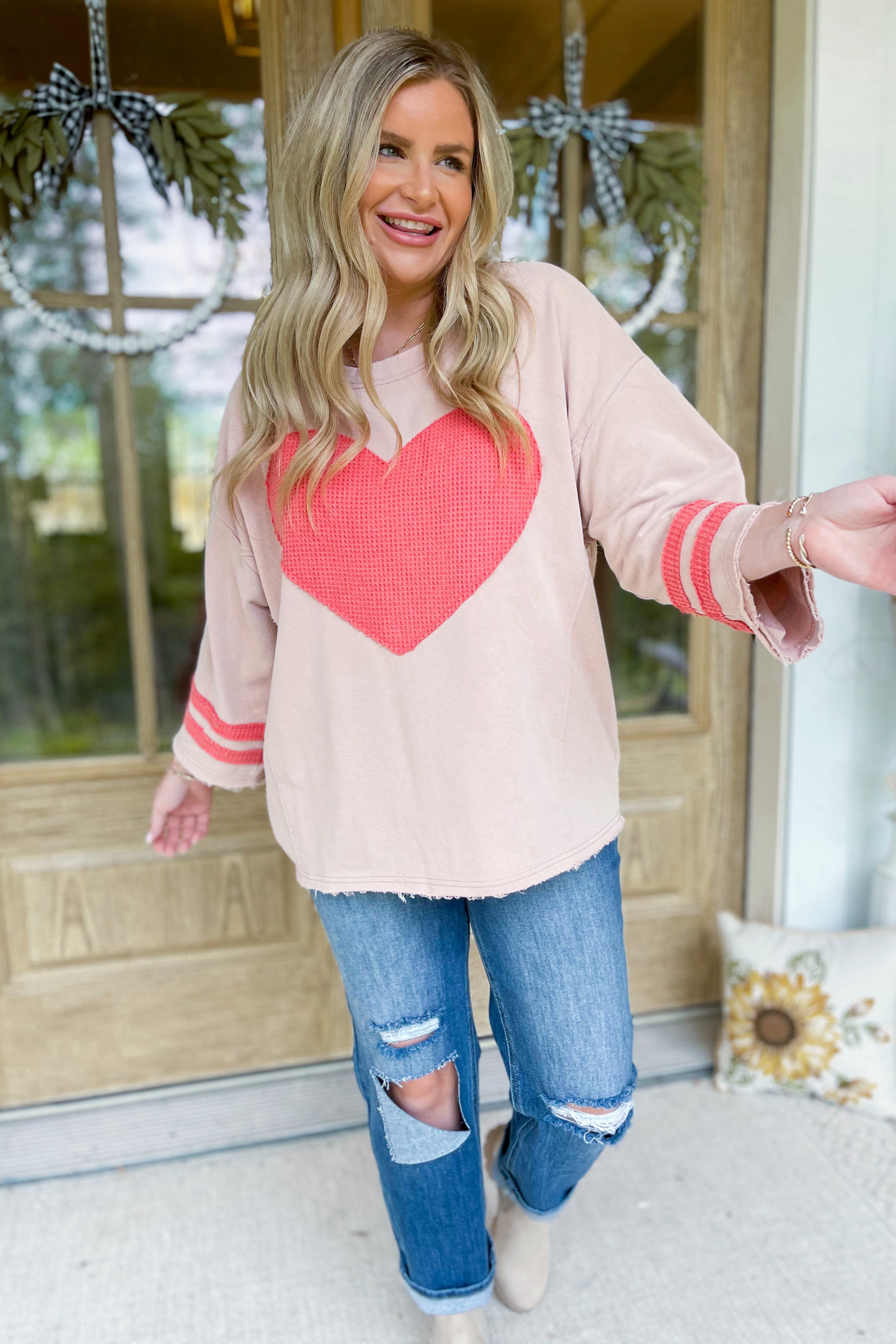 Kingston Heart Patch Mineral Washed Pullover - Be You Boutique