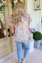 Albi Floral Print V Neck Ruffle Sleeve Top - Be You Boutique