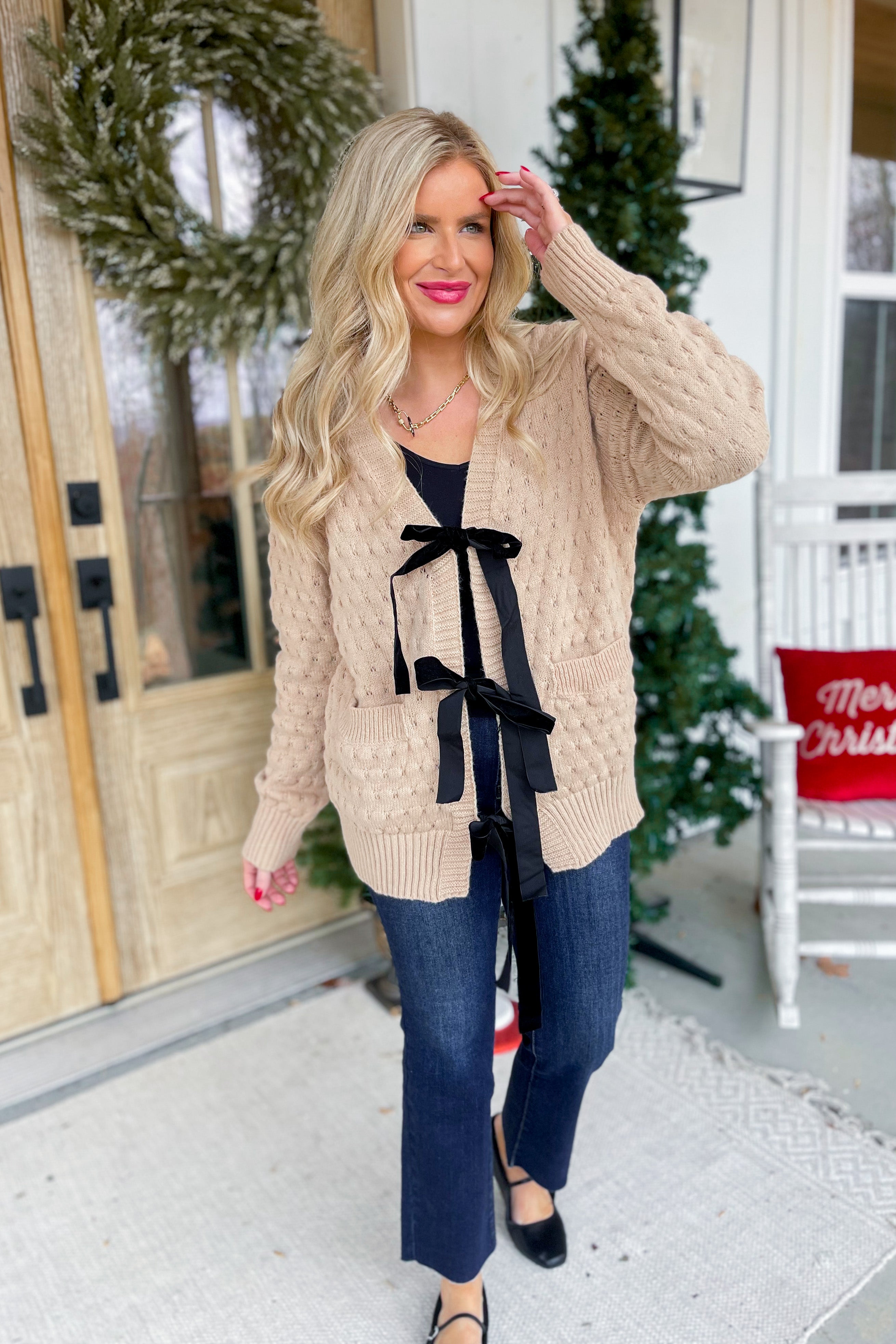 Bennett Bubble Knit Ribbon Bow Tie Closure Cardigan [S~3X] - Be You Boutique