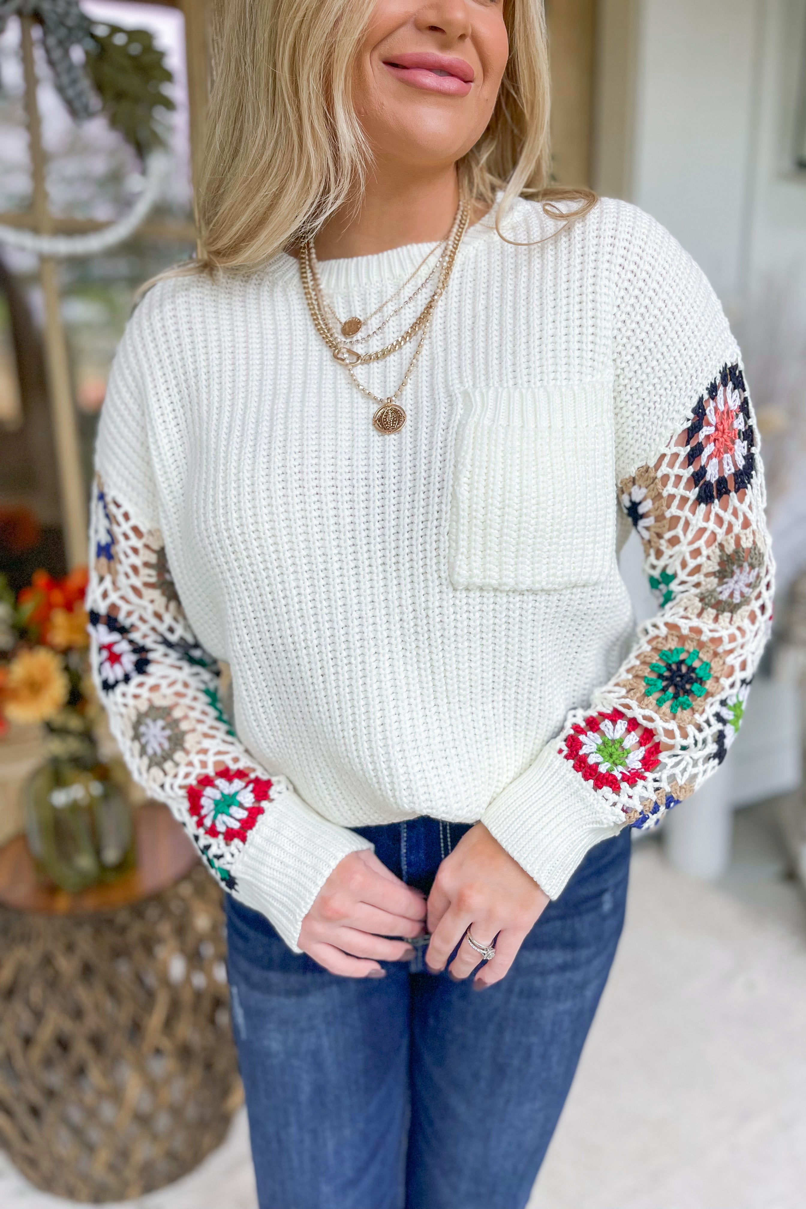 Padgett Granny Sleeve Round Neck Sweater [S-3X] - Be You Boutique