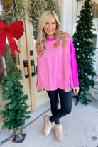 Caleb Colorblock Side Slit Long Sleeve Sweater - Be You Boutique