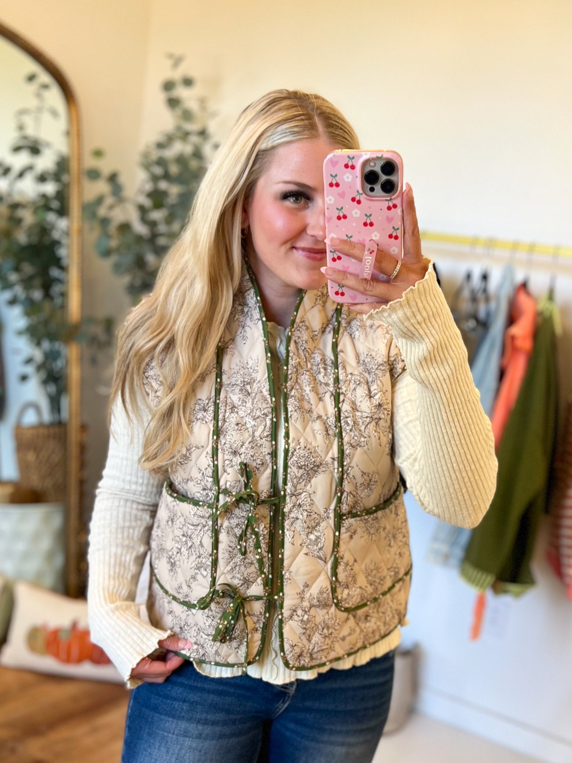 Valerie Floral Print Quilted Vest - Be You Boutique