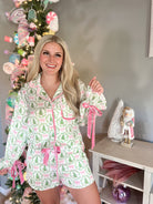 Satin Christmas Tree and Bow Pajama Set - Be You Boutique