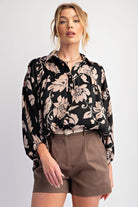 Gentry Printed Mirabelle Satin Long Sleeve Blouse - Be You Boutique