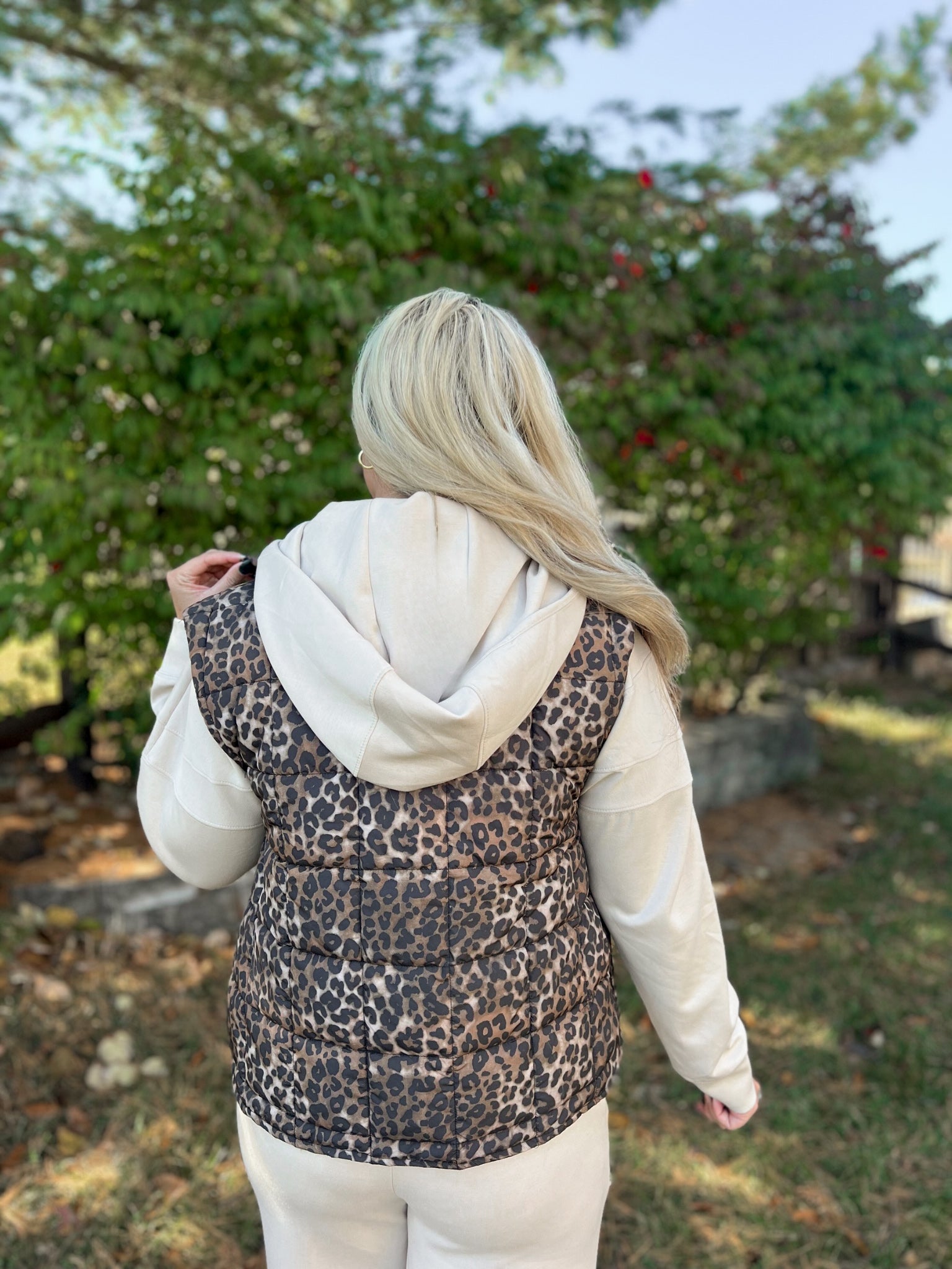 Helena Animal Print High Neck Zip Up Quilted Vest - Be You Boutique