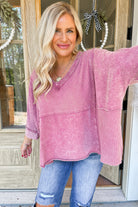 Gabriel Mineral Washed Thermal V Neck Knit Top - Be You Boutique