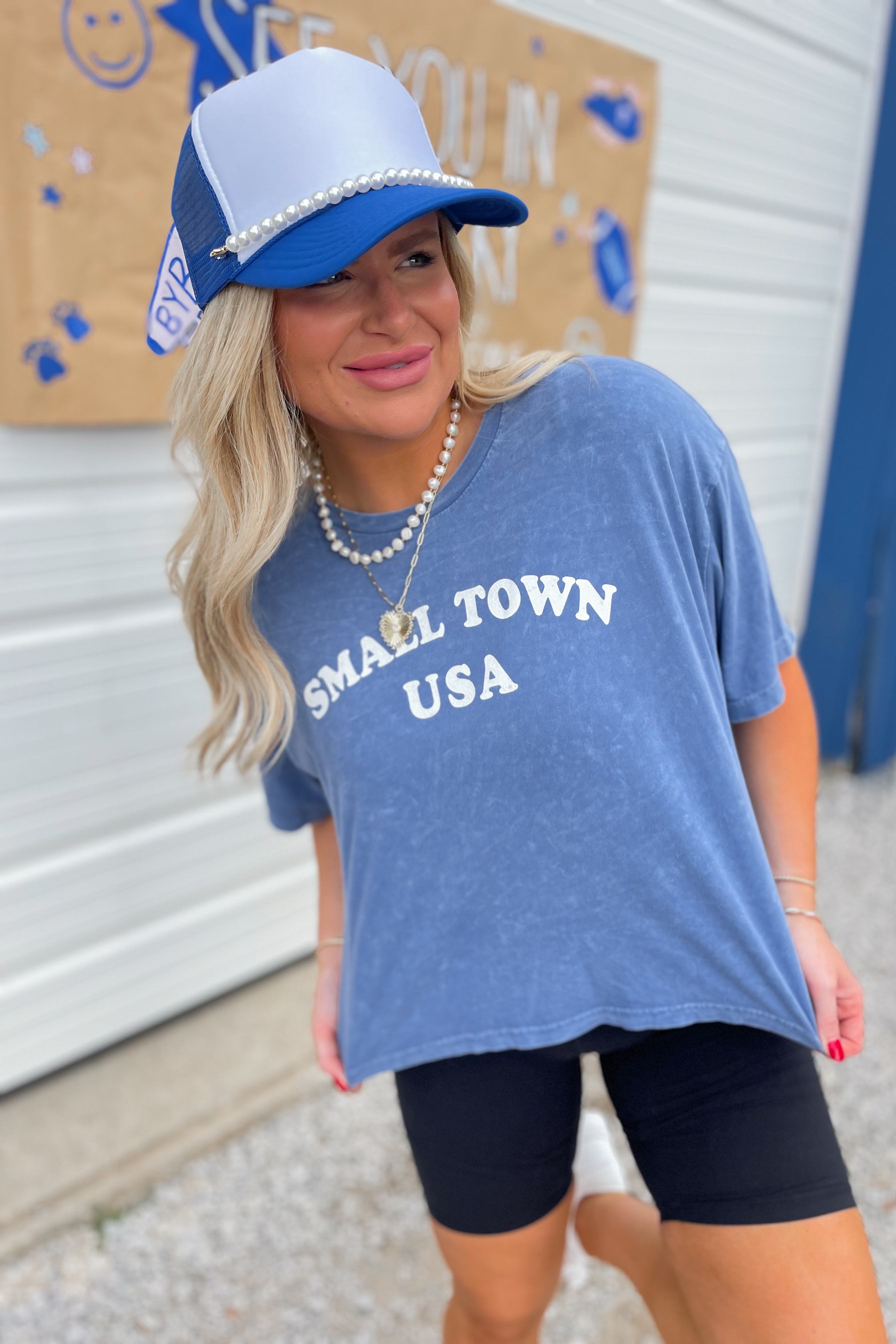 Small Town USA Mineral Washed Cropped Graphic Tee - Be You Boutique