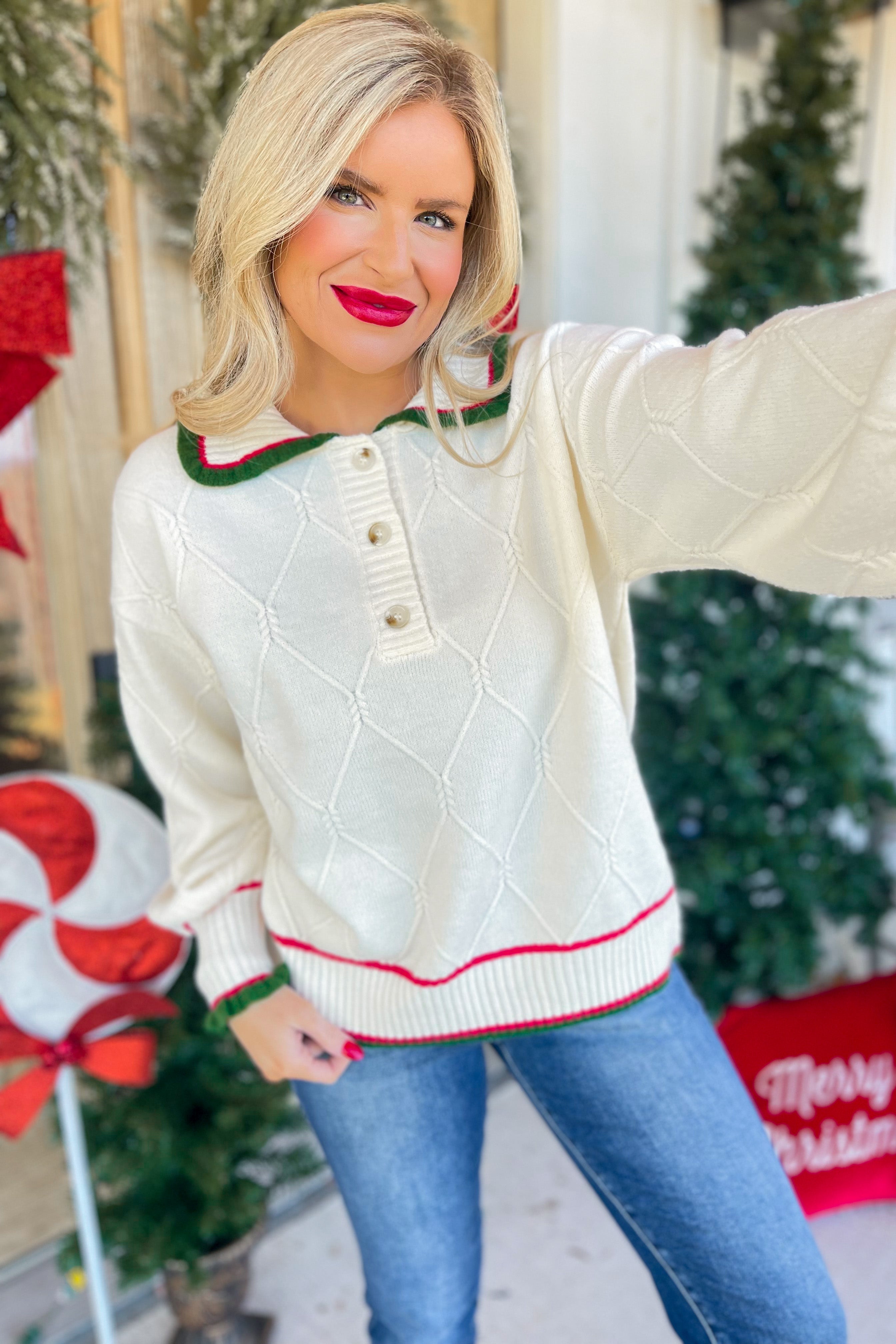 Margorie Ruffle Collar Long Sleeve Sweater - Be You Boutique