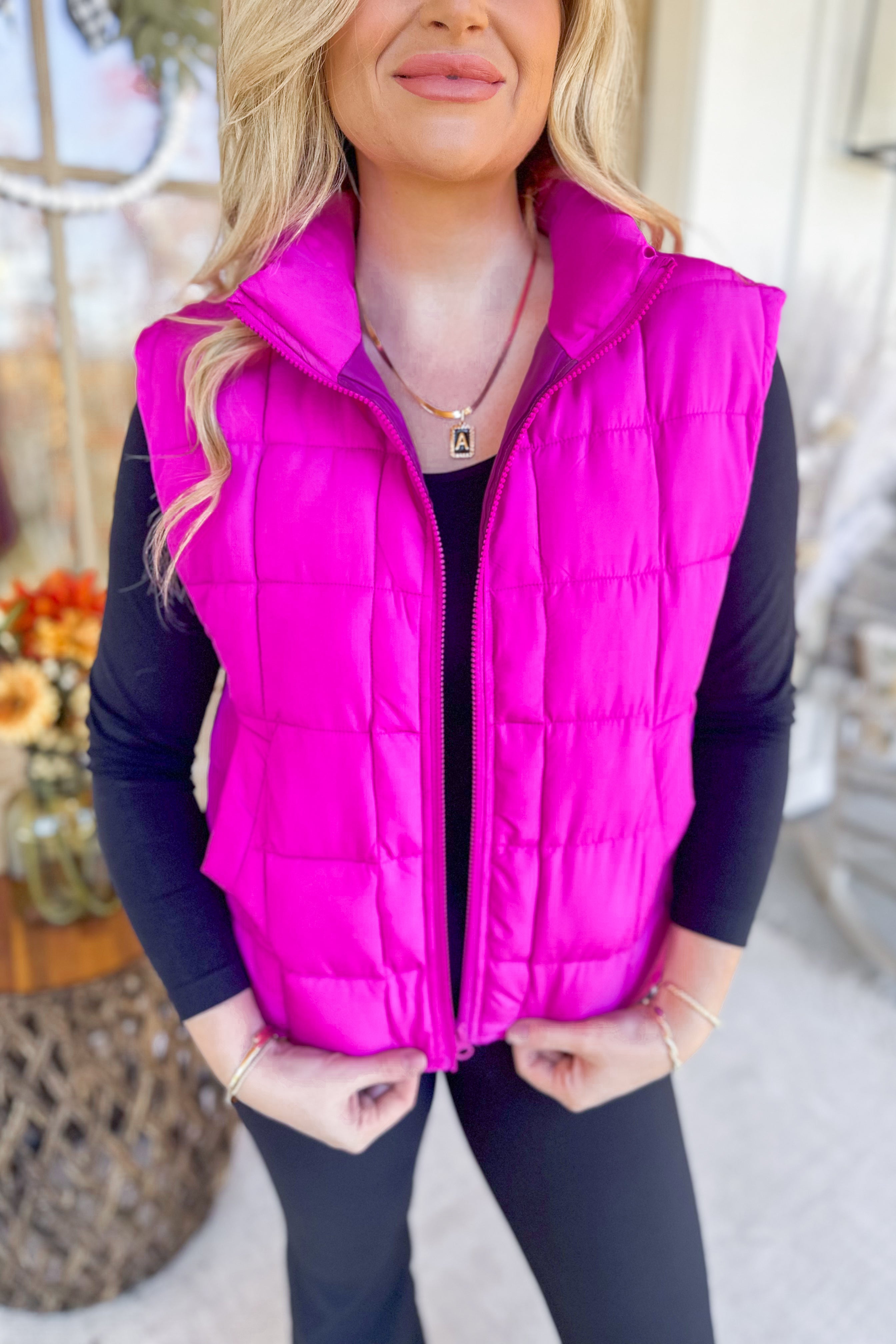 Helena High Neck Zip Up Quilted Vest [S-3X] - Be You Boutique