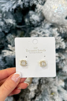 Treasure Jewels Square Gold Stud Earrings - Be You Boutique