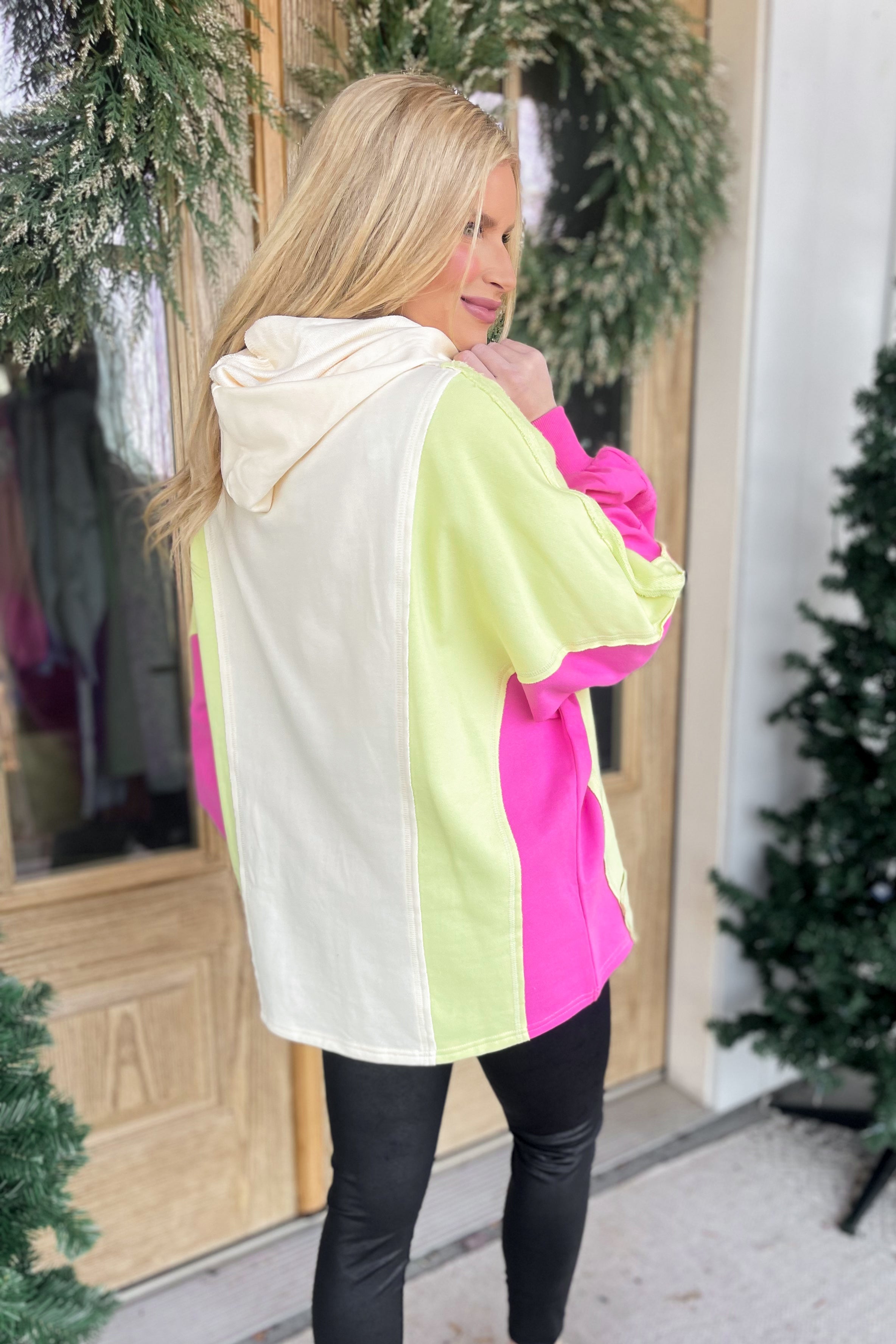 Malia Oversized Color Block Hoodie Top - Be You Boutique