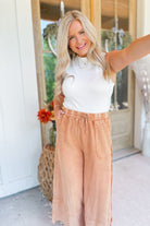 Caris Mineral Washed Upside Down Terry Knit Wide Leg Palazzo Pants - Be You Boutique