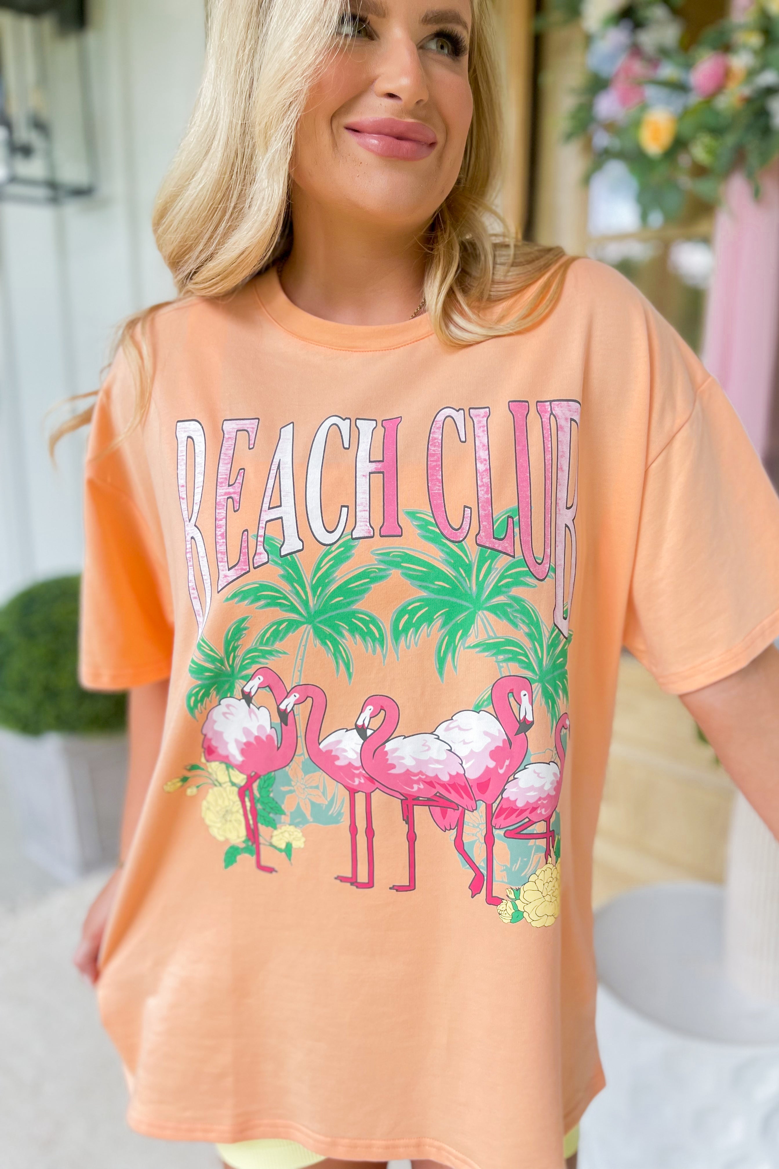 Beach Club Short Sleeve Graphic Tee Top - Be You Boutique