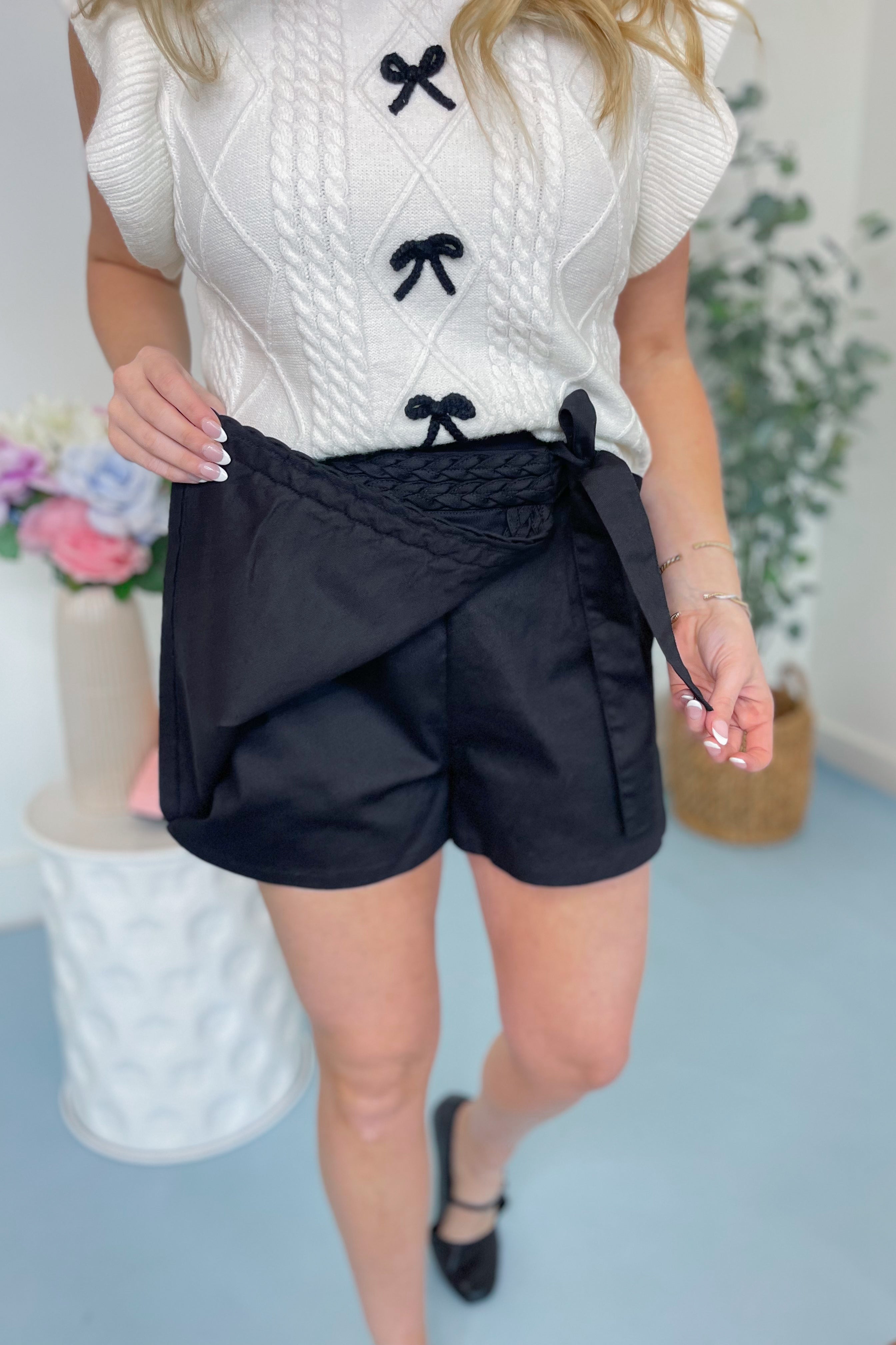 Andrea Braided Side Bow Skort - Be You Boutique