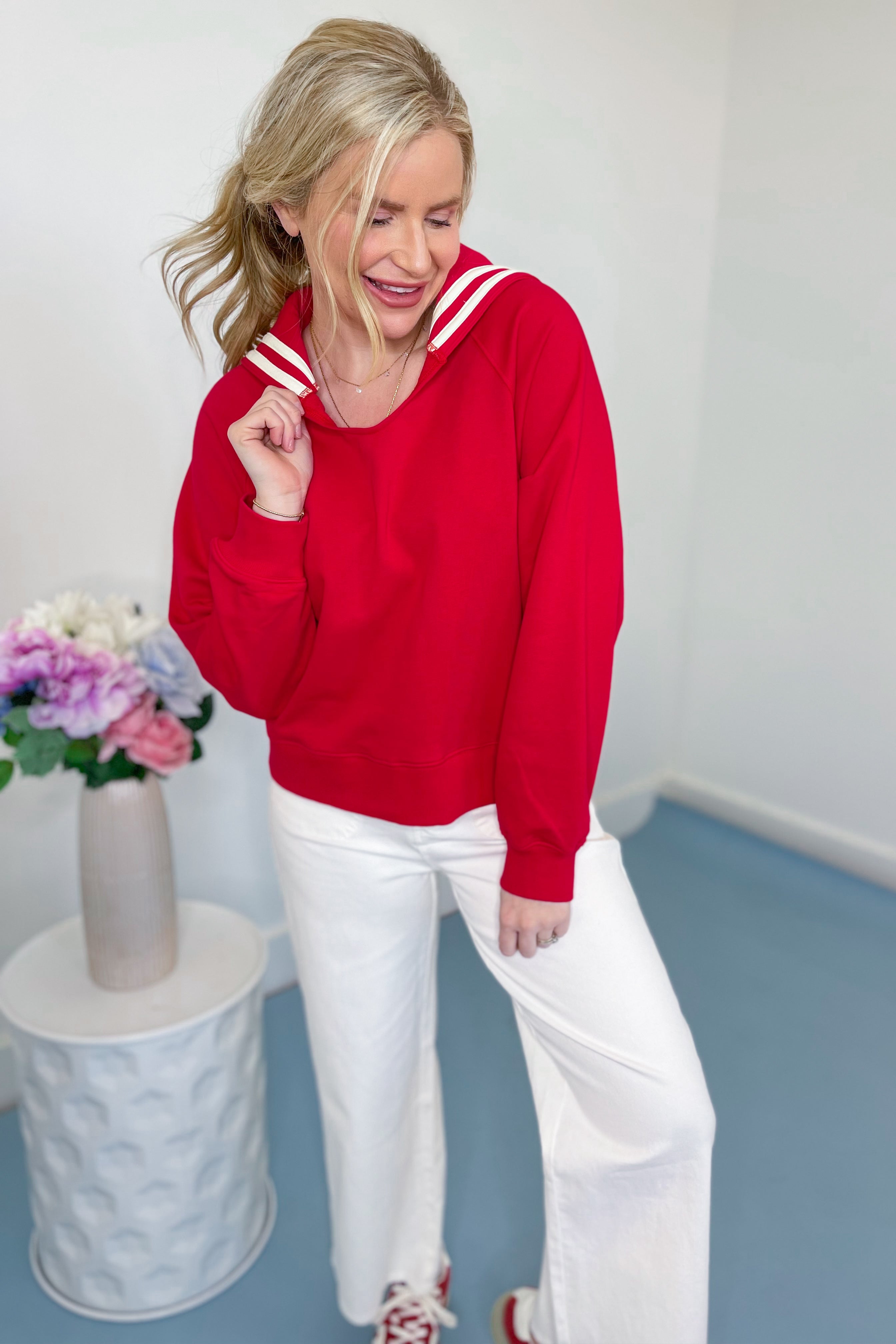 Jalyn Collared Pullover Sweatshirt - Be You Boutique