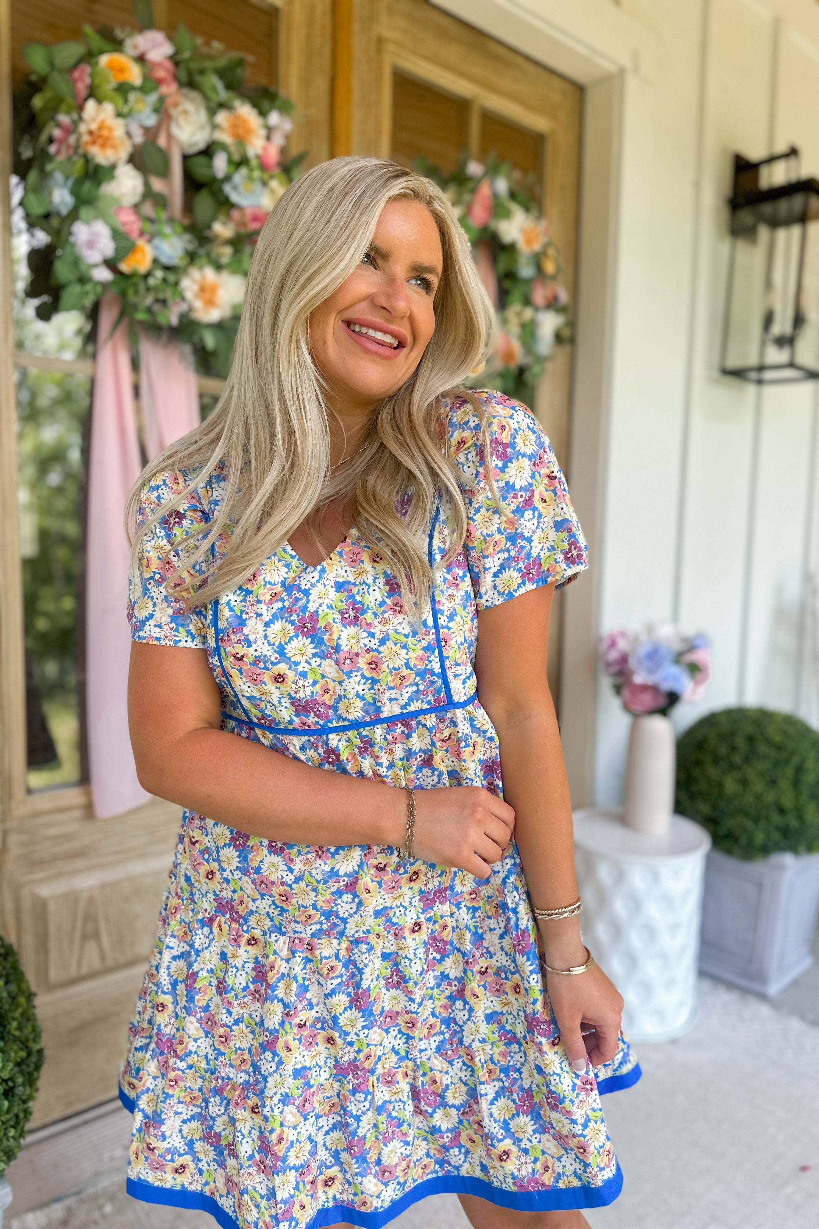 Lulu Floral Print Short Sleeve Dress - Be You Boutique