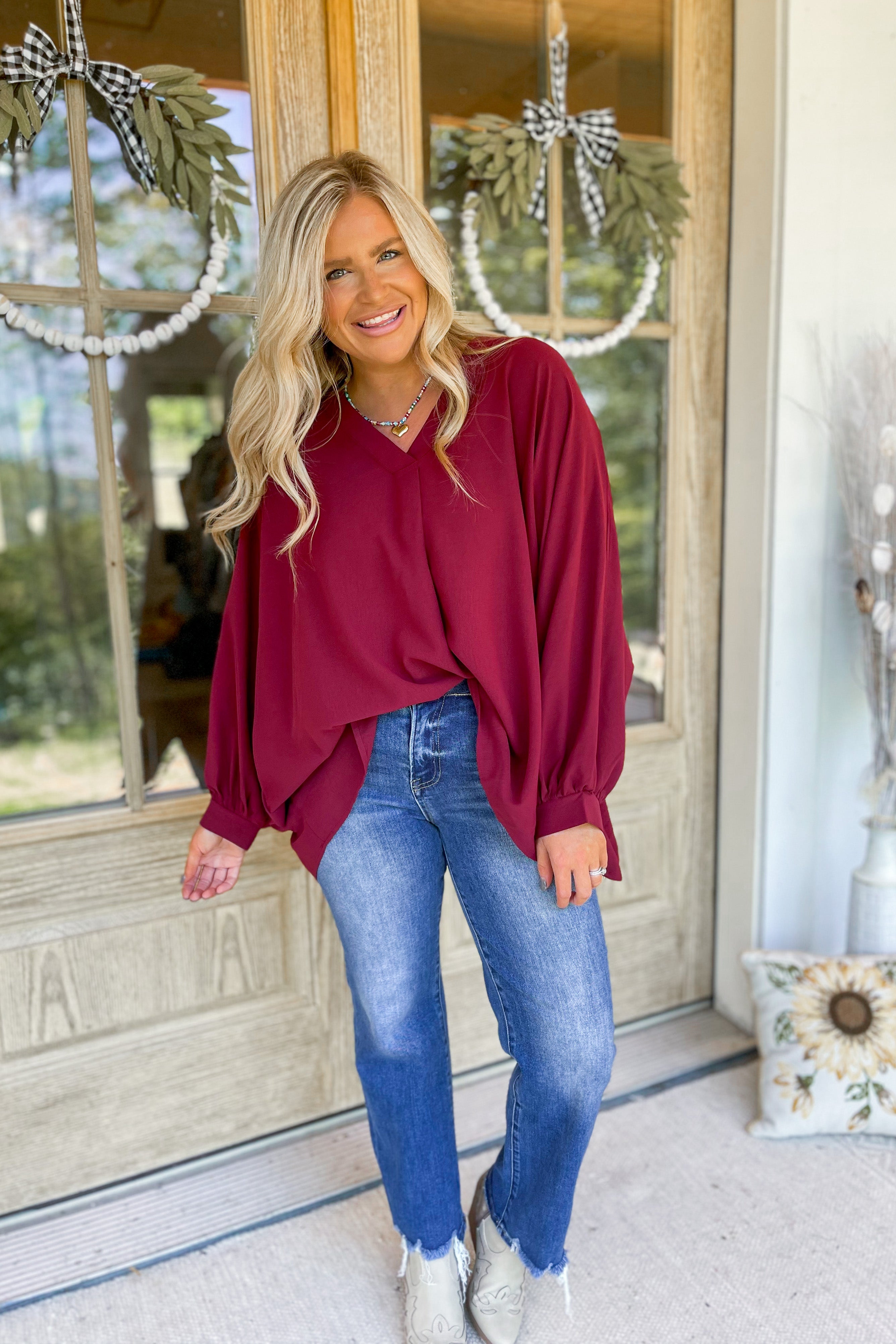 Lucas V Neck Casual Flowy Top - Be You Boutique