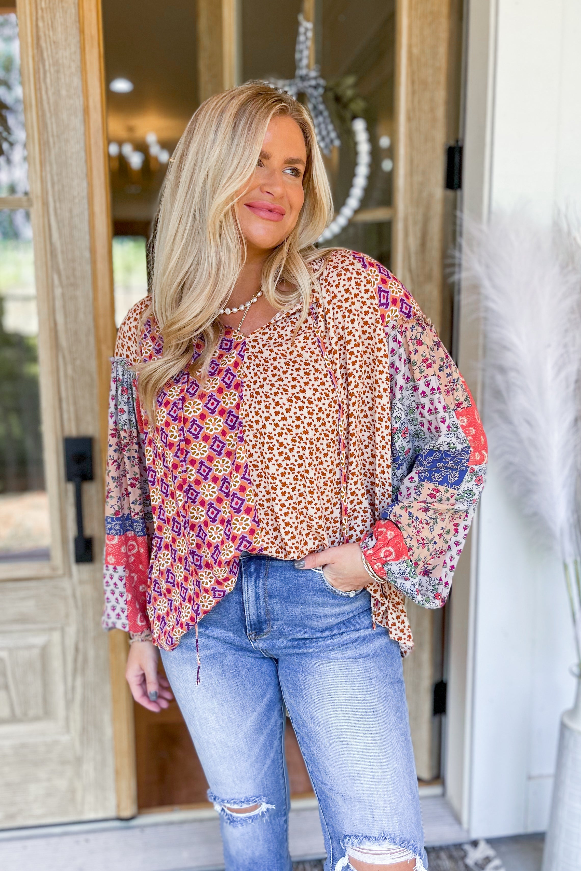 Sawyer Drawstring V Neck Long Sleeve Top - Be You Boutique