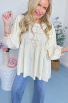 Morgan Mineral Washed Eyelet Lace Babydoll Tunic Top - Be You Boutique