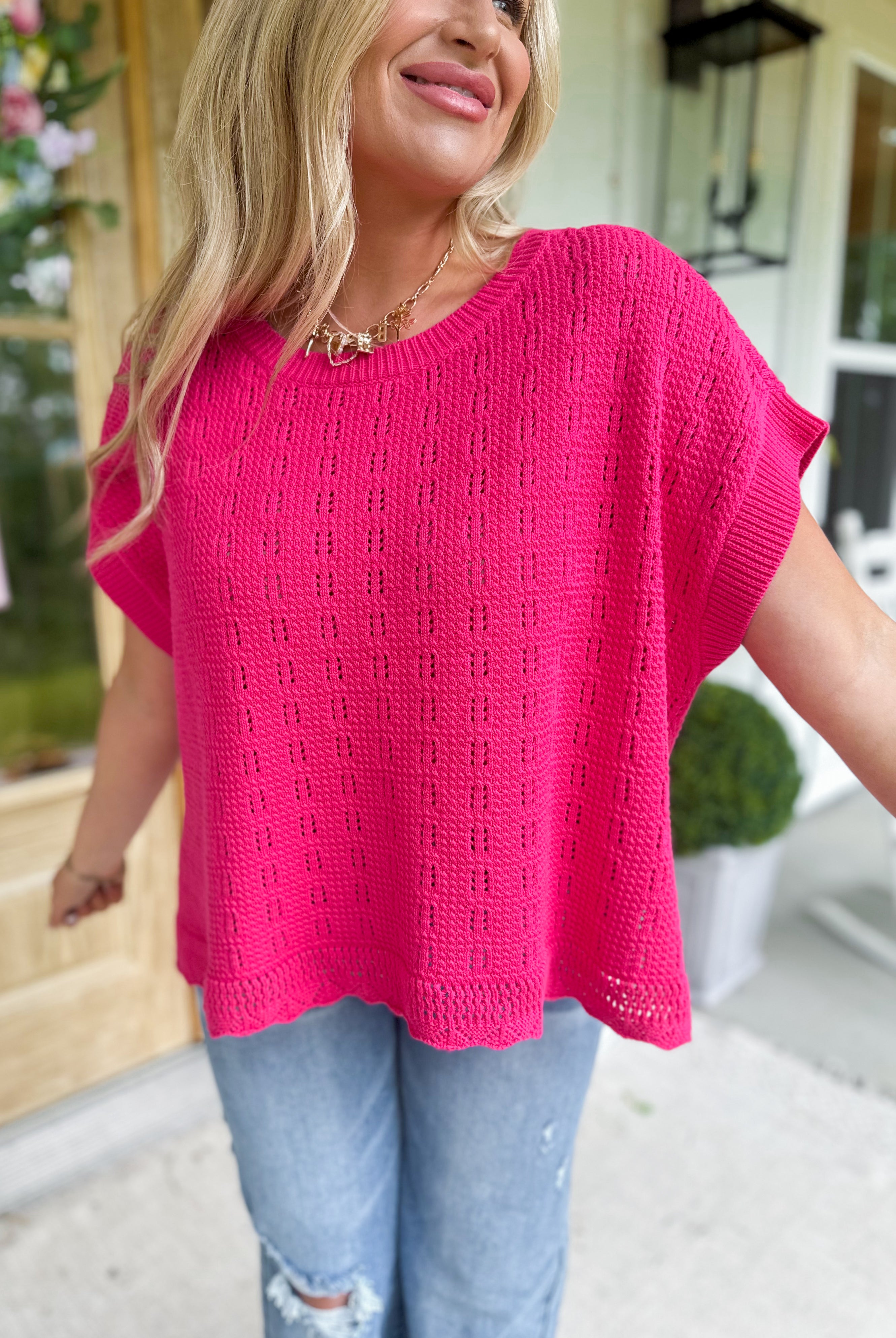 Matilda Cotton Thread Textured Relaxed Fit Sweater Top - Be You Boutique