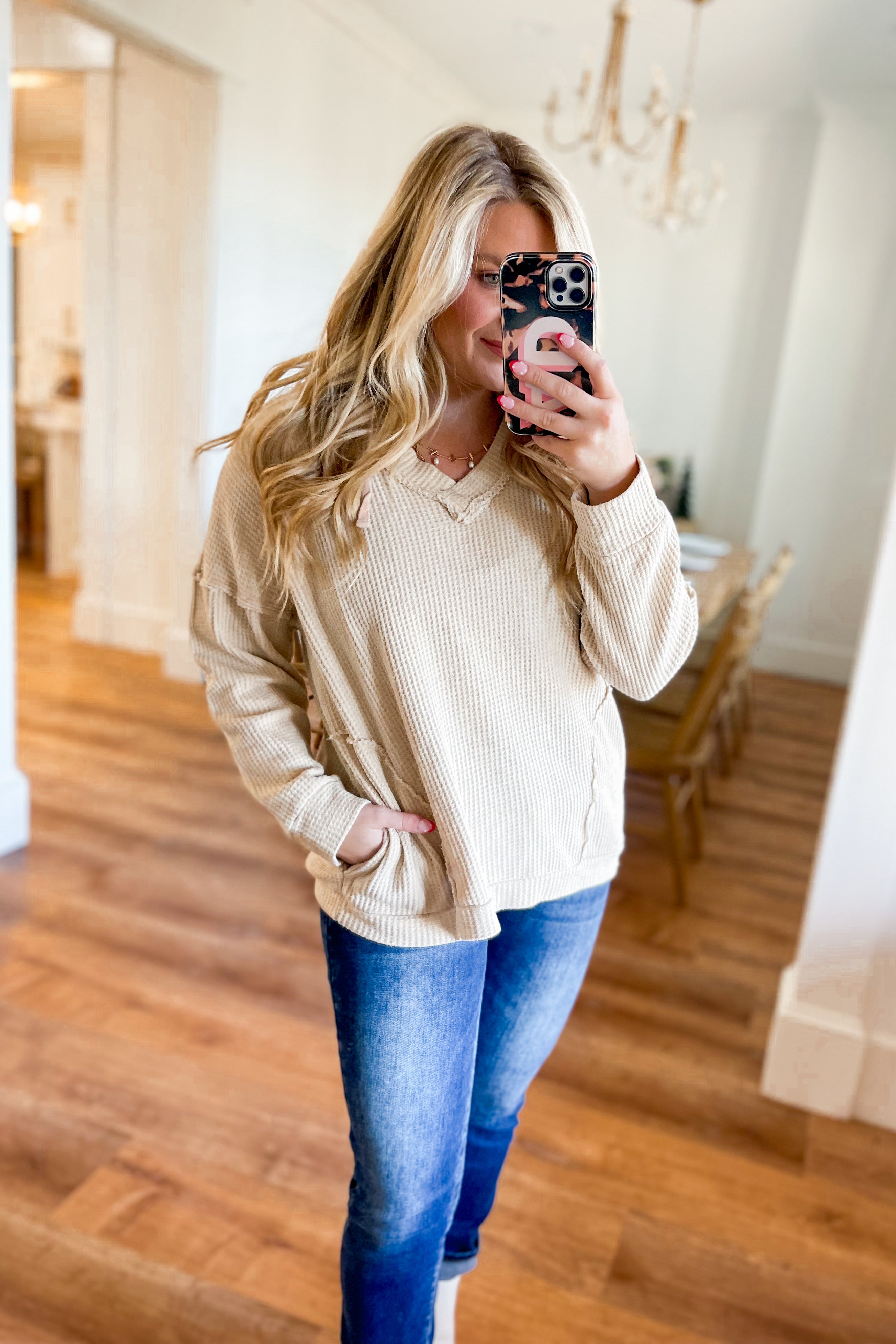 Otis Cotton Waffle Oversized Long Sleeve Hoodie - Be You Boutique