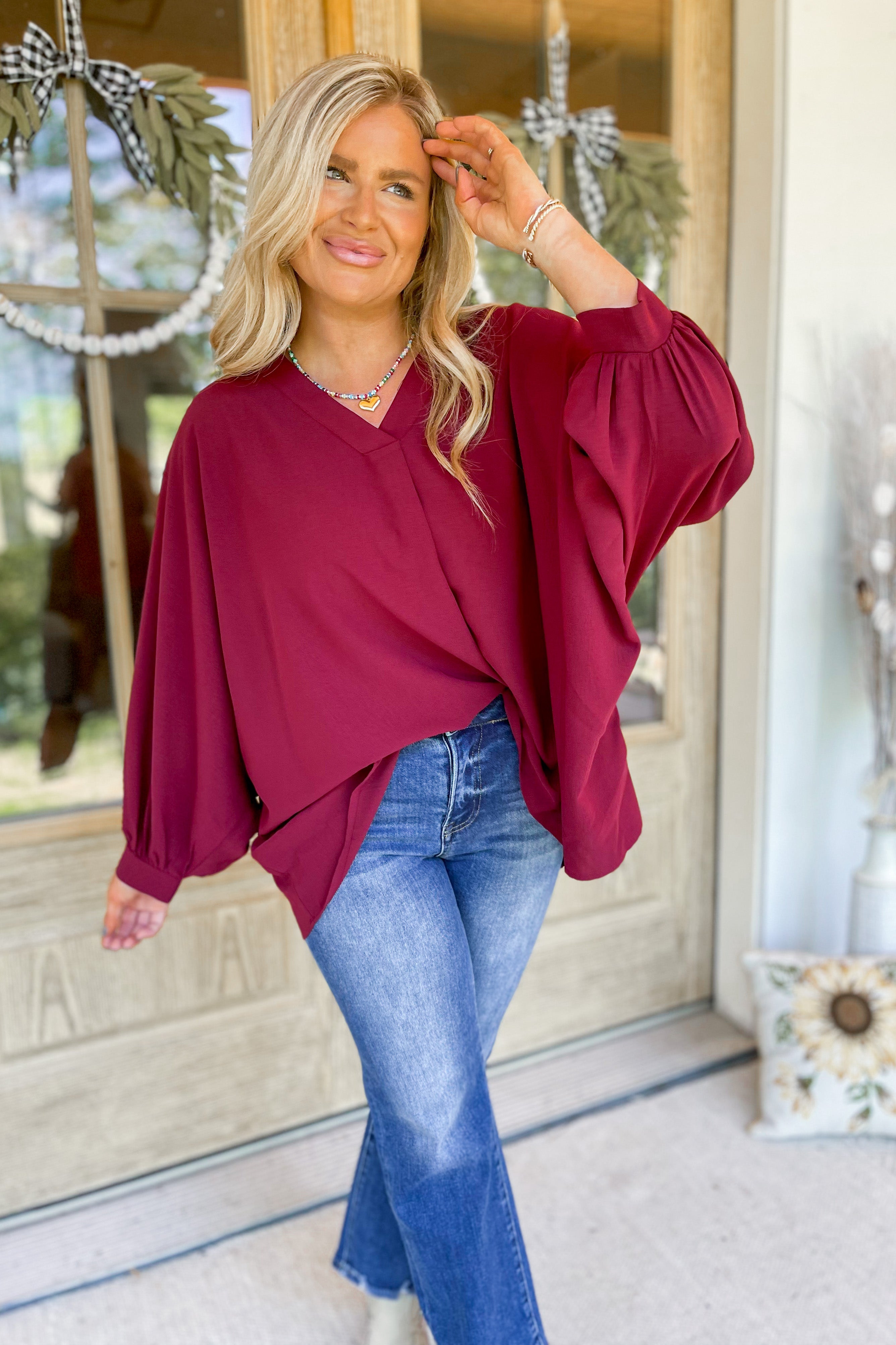 Lucas V Neck Casual Flowy Top - Be You Boutique