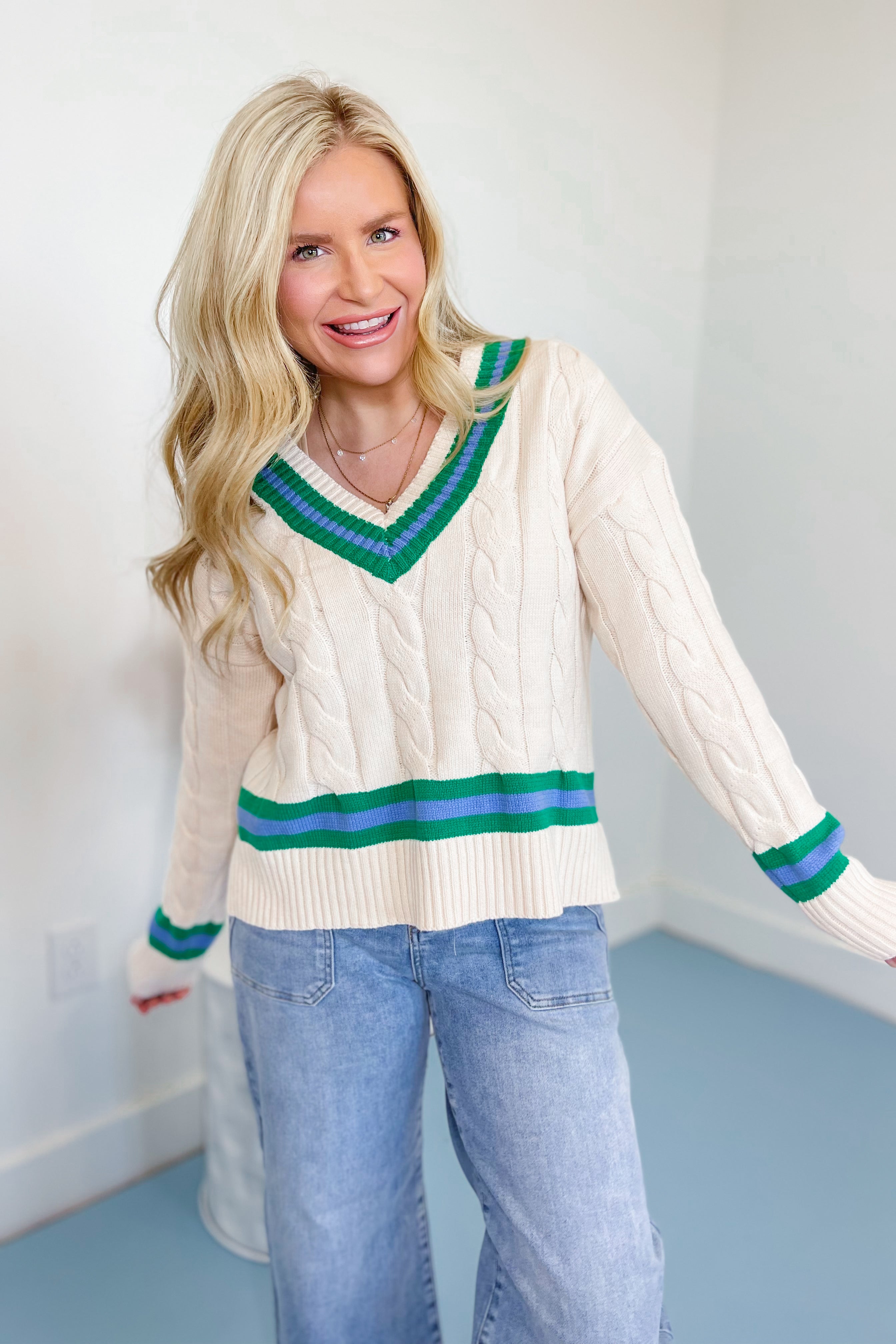 Jessie Cable Knit Chic Sweater Top - Be You Boutique