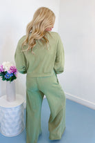 Roy Ribbed Semi-Cropped Sweatshirt and Wide Leg Sweatpant Two Piece Set - Be You Boutique