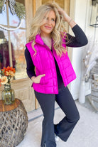 Helena High Neck Zip Up Quilted Vest [S-3X] - Be You Boutique