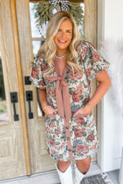 Erica Floral Print Button Down Bubble Sleeve Dress - Be You Boutique