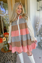 Melanie Color Block Corduroy Tiered Shirt Dress - Be You Boutique