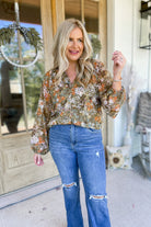 Peggy Floral Long Sleeve Mock Neck Blouse Top - Be You Boutique