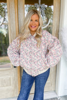 Jasper Floral Print Long Sleeve Zip Up Jacket - Be You Boutique