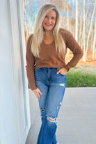 Kingston Long Sleeve V Neck Pullover Sweater - Be You Boutique