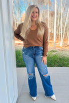 Kingston Long Sleeve V Neck Pullover Sweater - Be You Boutique