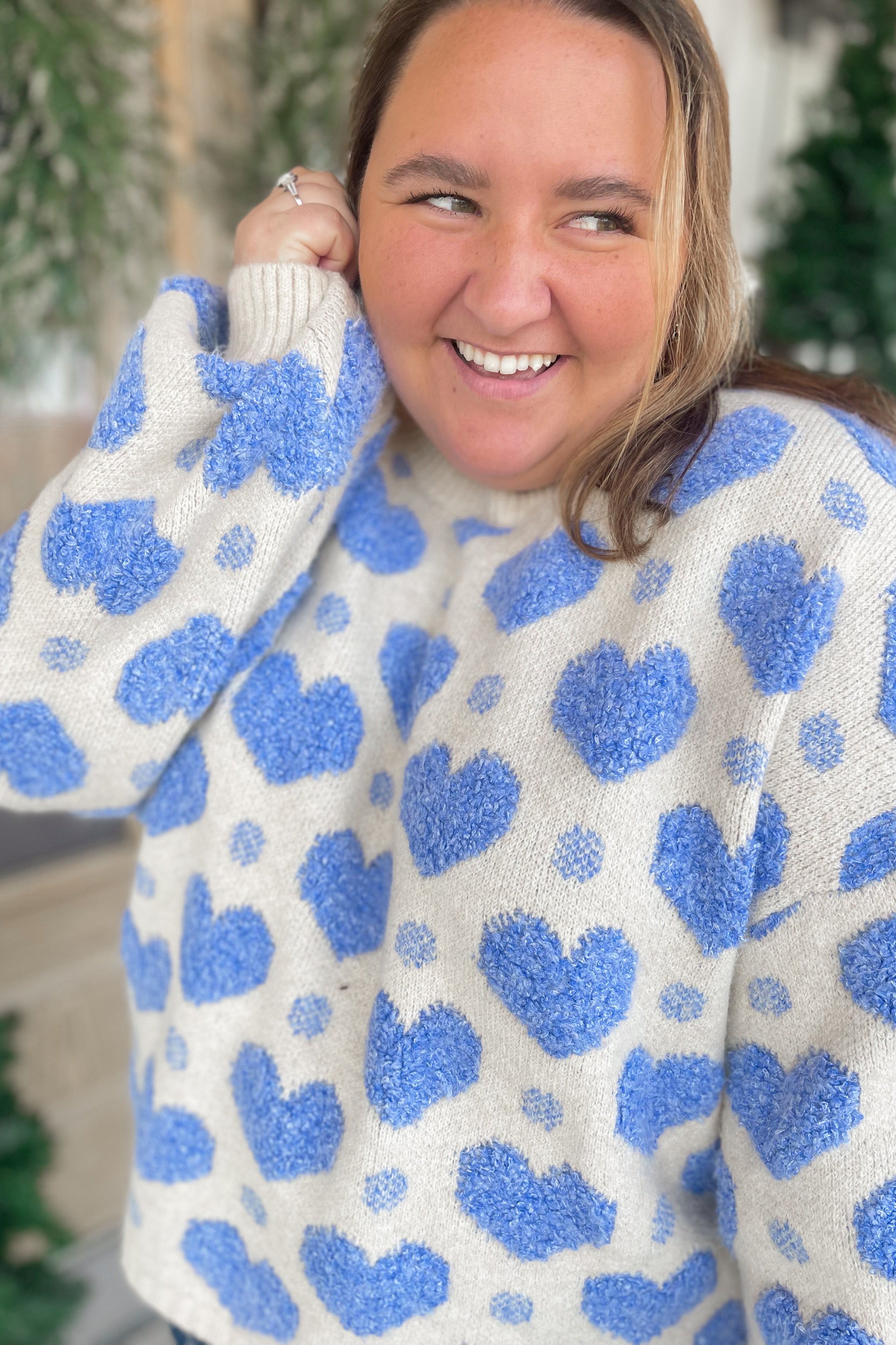 Rosie Textured Heart Pattern Loose Fit Sweaters - Be You Boutique