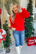 Pearl Detail Mock Neck Long Sleeve Sweater - Be You Boutique