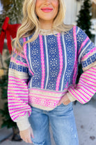 Blaine Oversized Cozy Aztec Graphic Sweater Top - Be You Boutique