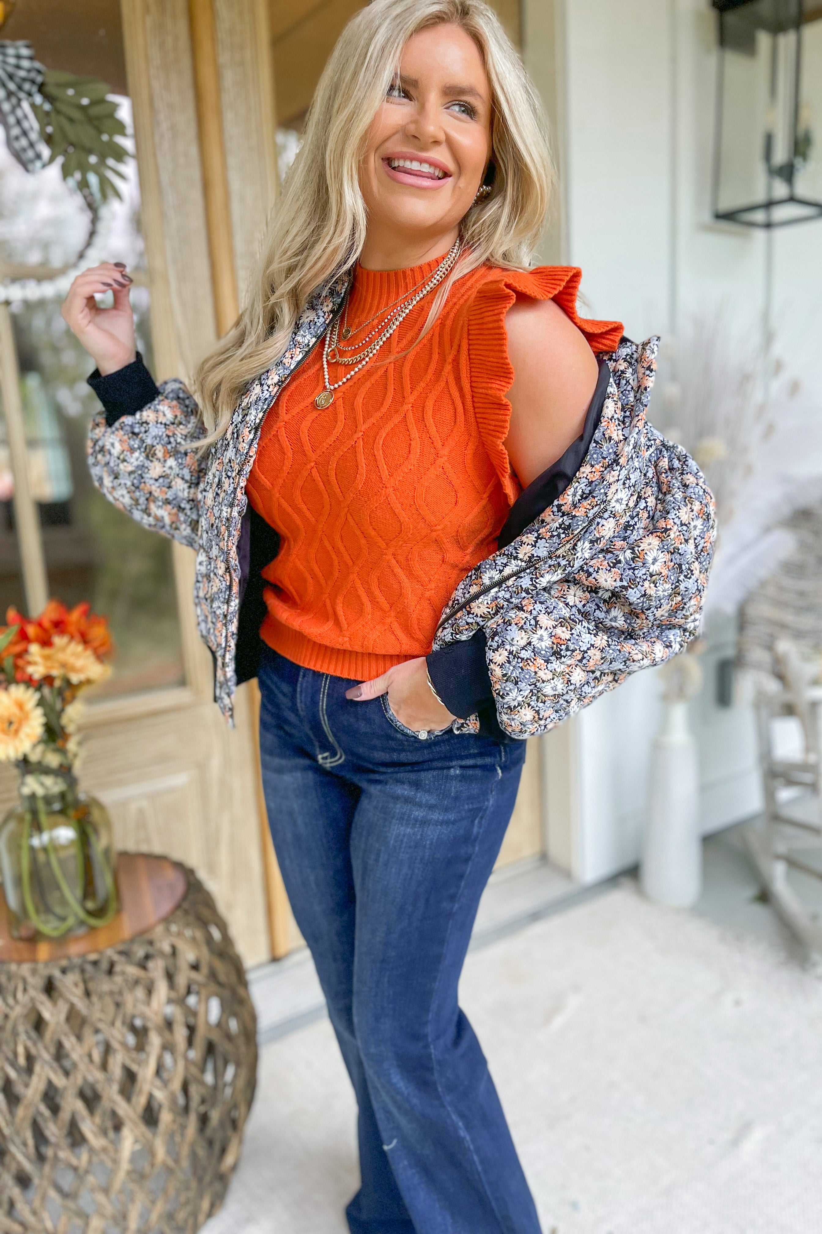 Jasper Floral Print Long Sleeve Zip Up Jacket - Be You Boutique