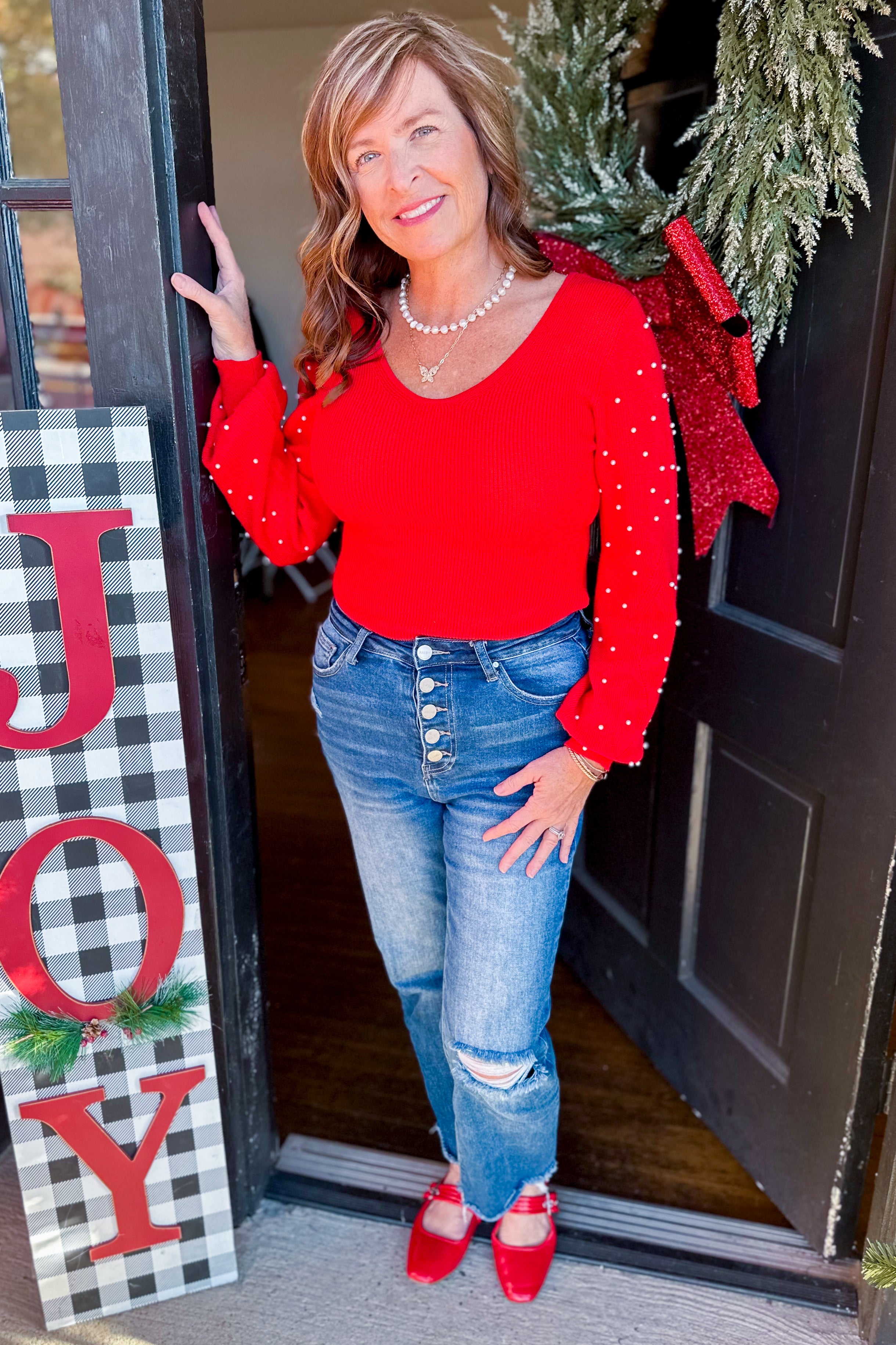 Chrissy Pearl Beaded Long Sleeve Sweater Bodysuit (4 colors) - Be You Boutique