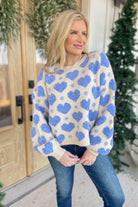 Rosie Textured Heart Pattern Loose Fit Sweaters - Be You Boutique