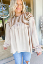 Edward Cotton Slub Washed Babydoll Knit Long Sleeve Top - Be You Boutique